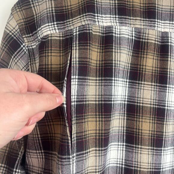Duluth Trading Co Flannel Shirt Brown Tan Plaid Long Sleeve Button Front XL - Picture 9 of 9